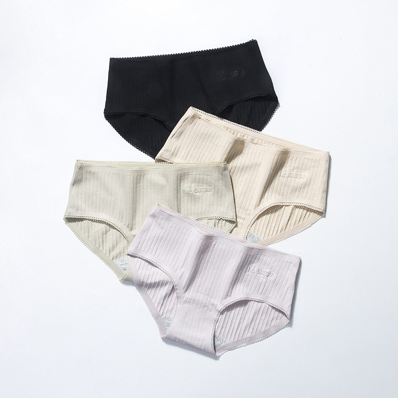 依可莉柔内裤女纯棉日系中腰女新款抽条三角裤女士无痕内裤棉裆