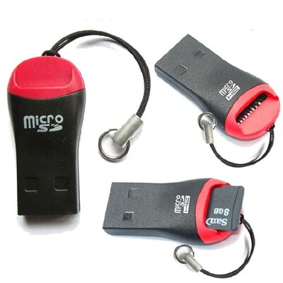 口哨读卡器 TF卡口红MICRO SD手机内存卡高速2.0读卡器 带挂绳子