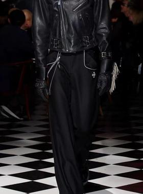 ERD自主忧郁富二代十字架刺绣羊毛直筒哨兵西裤scout宽松阔腿长裤