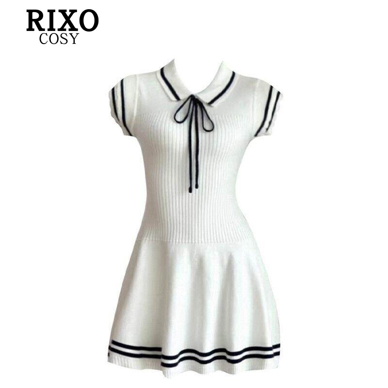 RIXO COSY清纯少女感小飞袖针织连衣裙学院风减龄收腰显瘦a字短裙