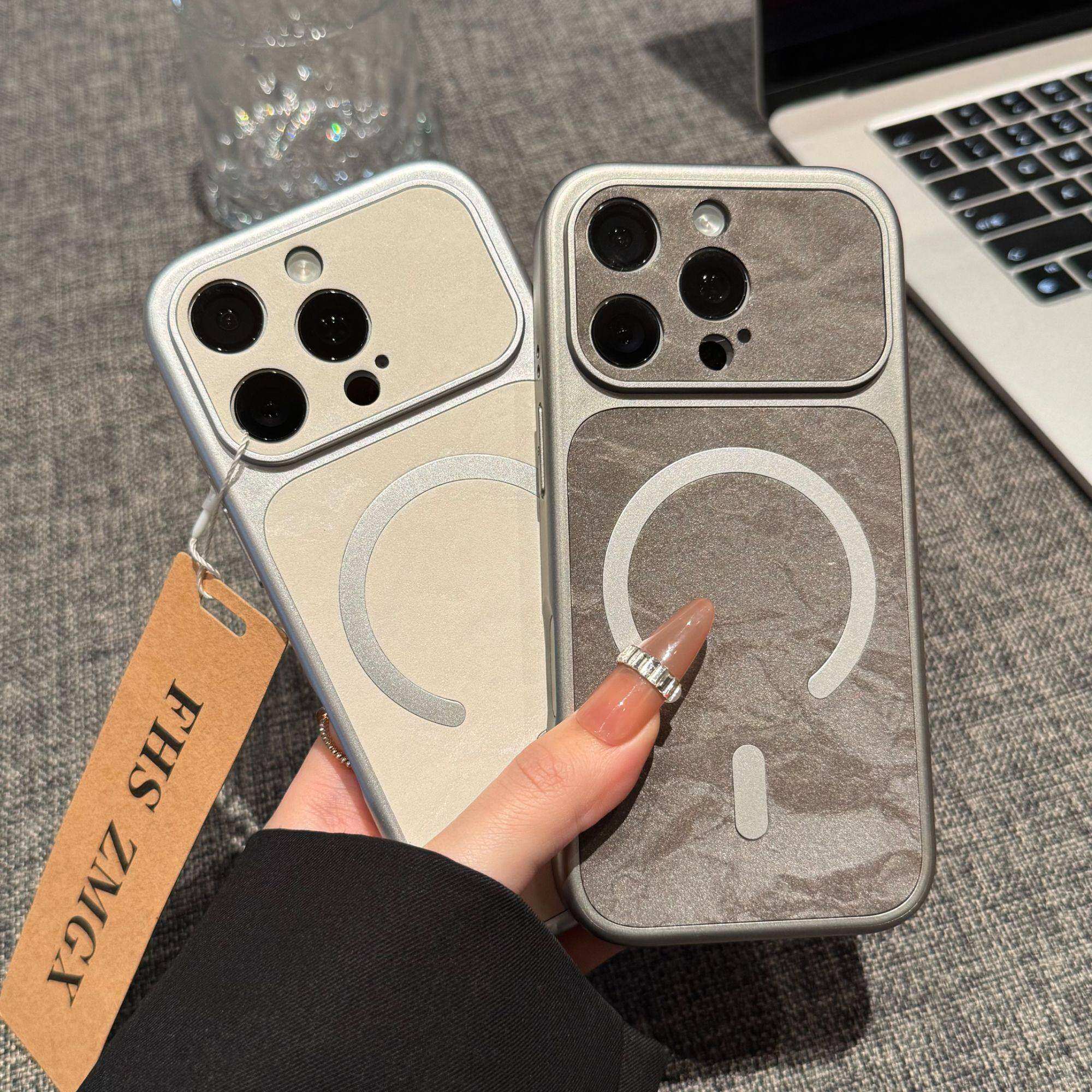 雪山绒防滑一体按键秒变17大视窗适用苹果16promax手机壳15/14/13简约全包防摔17PM男女17pro保护套磁吸高级