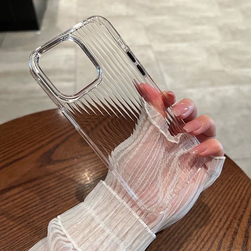 瓦楞透明适用苹果15promax手机壳15小众超薄高级感iPhone14pro新款13全包防摔ip12男女11高端个性套磨砂硅胶