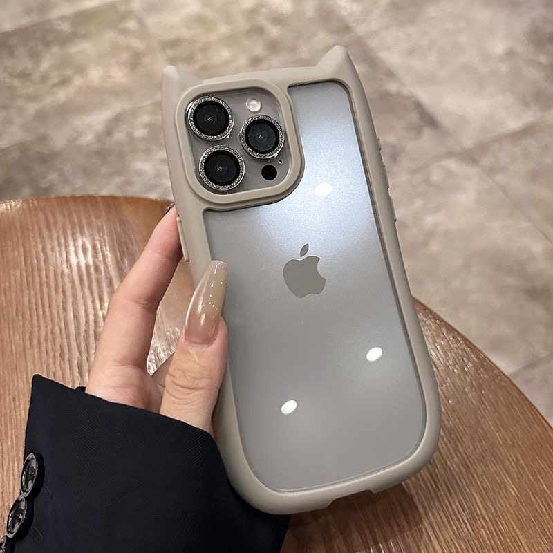 日韩ins风立体猫耳透明壳适用苹果15promax手机壳iphone14简约保护壳13网红同款男女12创意个性11加厚气囊壳