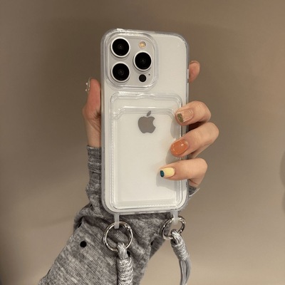 可放照片16promax手机壳iphone15promax透明苹果14plus插卡13带挂绳12保护套11硅胶防摔软壳创意XR男女高级感