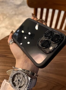 高级感透黑色适用苹果14Promax手机壳iPhone13新款12自带镜头膜11透明max个性14Pro简约女ip14情侣保护套十四