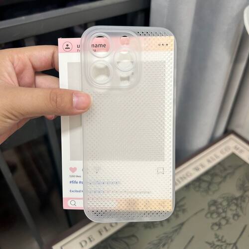 超薄网眼透气壳适用苹果16手机壳硬壳iPhone15promax磨砂防指纹保护套13新款男女14夏季散热款12/13mini简约