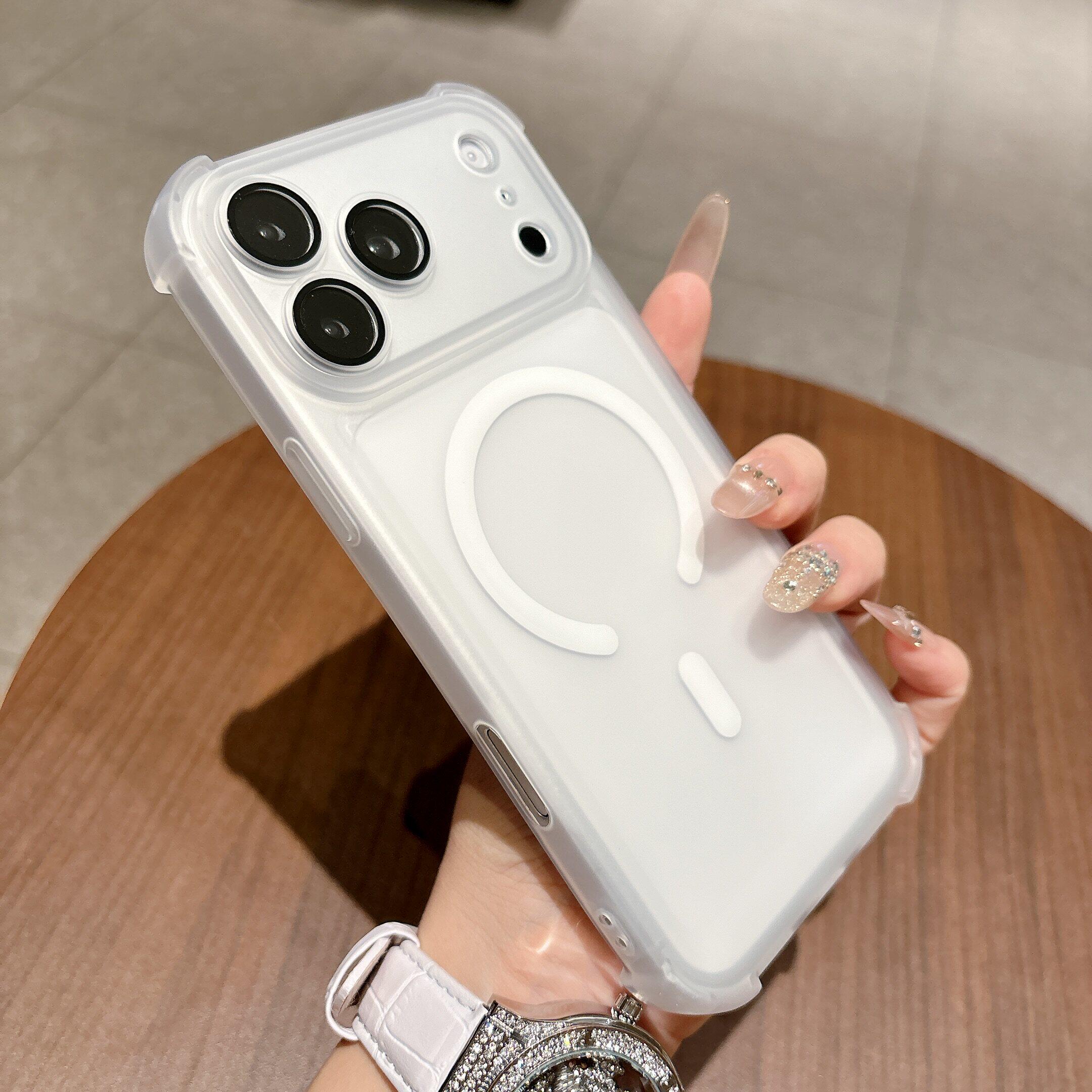 自带镜头膜软壳适用苹果17ProMax磁吸四角气囊防摔手机壳iphone16冰雾肤感15pro情侣ip14全包精孔13透色12