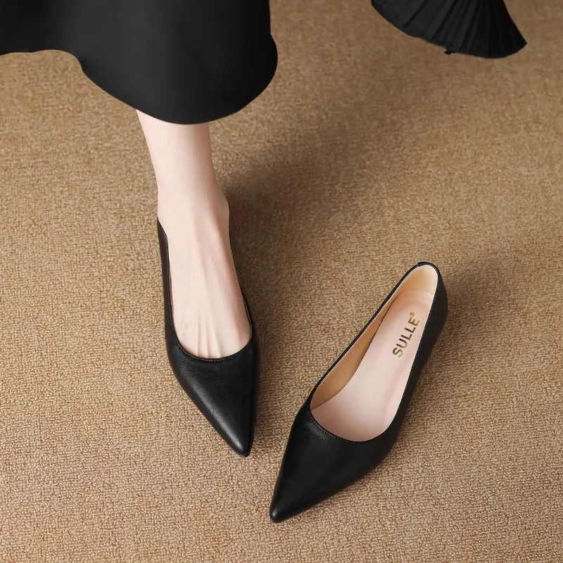 尖头高跟鞋不累脚2025新款春秋百搭细跟单鞋女面试成人礼工作鞋女