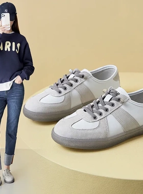潮流果冻底板鞋2023新款女春季百搭简约德训鞋百搭ins风休闲鞋