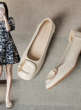 洋气软底轻便鞋2024春夏新款透气时尚百搭一脚蹬懒人鞋配裙子