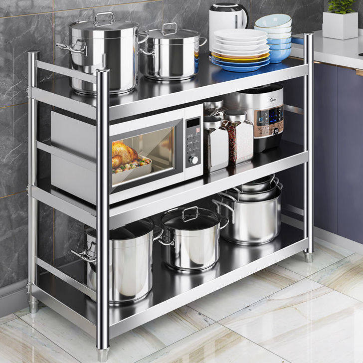 不锈钢厨房置物架落地多层架子橱柜收纳架阳台储物架家用杂物货架