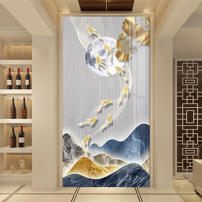 客厅走廊过道壁画竖版壁纸