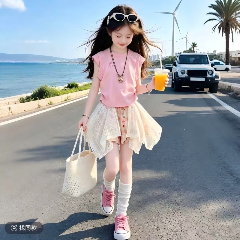 女童夏套装棉质儿童衣服小女孩独特漂亮衣服巨好看时尚洋气时髦宝