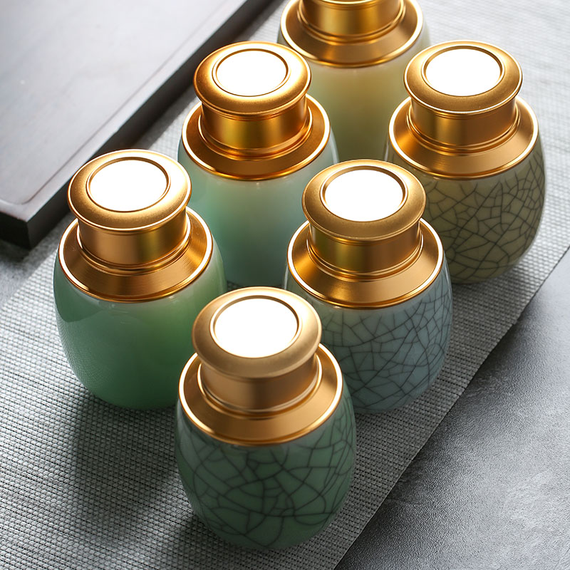 便携陶瓷迷你金属盖小茶仓密封罐