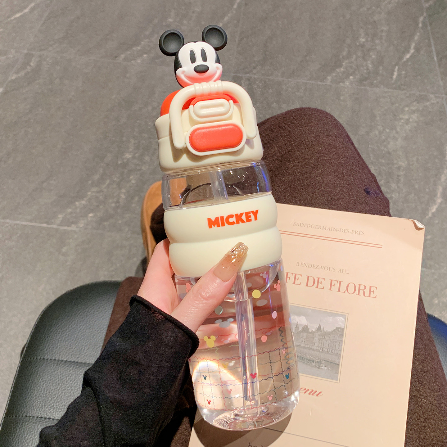 迪士尼米奇水杯儿童可爱便携塑料杯子女生高颜值大容量双饮吸管杯,餐饮具,随手杯,淘宝优惠券,粉丝福利购,淘宝优惠卷