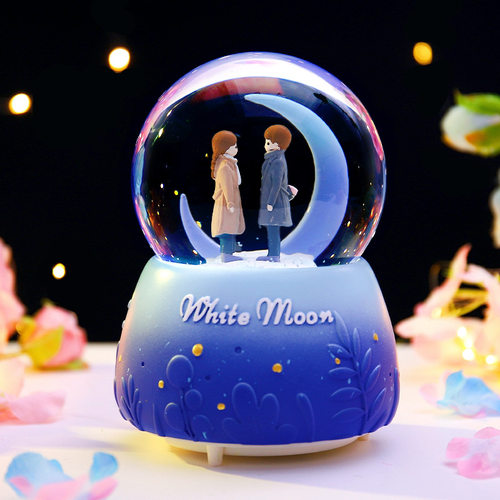 创意梦幻星空情侣水晶球音乐盒家居飘雪发光装饰品小礼品