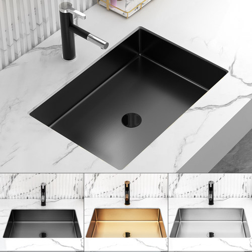 巴督黑色长方形不锈钢台下盆