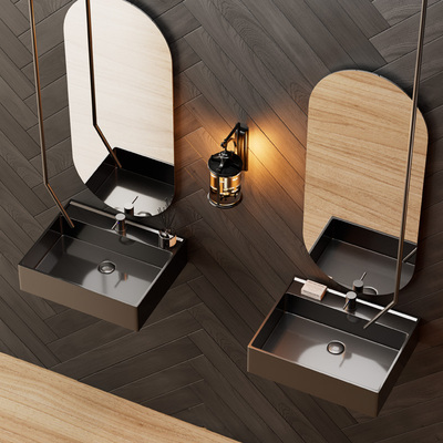 304不锈钢洗手盆壁挂长方形挂墙洗脸盆酒店民宿卫生间金色台上盆