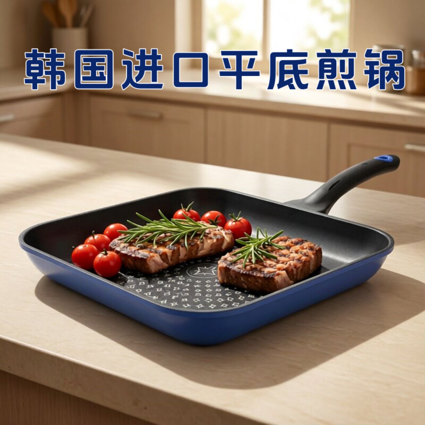 韩国进口不粘锅平底煎方形煎锅玉子烧明火电磁炉通用煎蛋煎鱼韩式