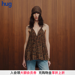 hug EAST THE 2025秋冬金丝佩斯利花纹真丝深v吊带上衣 INTO