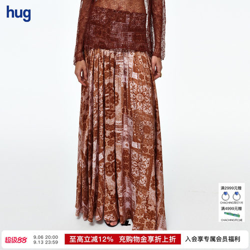 【AETNA PROJECT】hug 2026新款古典印花橡筋伞摆长半裙