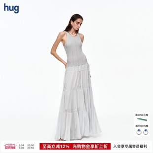 【AETNA PROJECT】hug 2026早秋新款云水蓝针织拼接蓬蓬连身裙