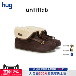 hug 2025秋冬皮帶扣裝 飾保暖短筒圓頭休閑翻邊雪地靴 UNTITLAB