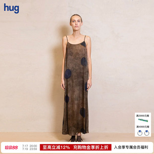 【UMAWANG】hug 2026夏季新款复古扎染圆点吊带连衣裙
