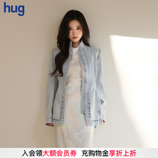 YANG hug SAMUEL 2025早春新款 棉質(zhì)復(fù)古立領(lǐng)收腰牛仔外套 GUI