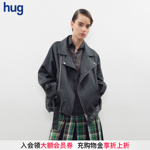 2025秋冬新款 hug 油蜡做旧洗水机车外套 JUNWEILIN
