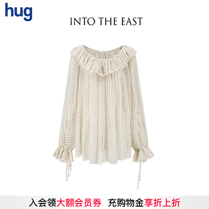 INTOTHEEAST荷叶领真丝上衣