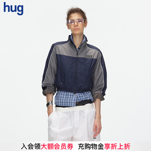 ECHOADE 撞色拼接短款 hug 时髦运动 拉链收腰夹克外套 2025SS
