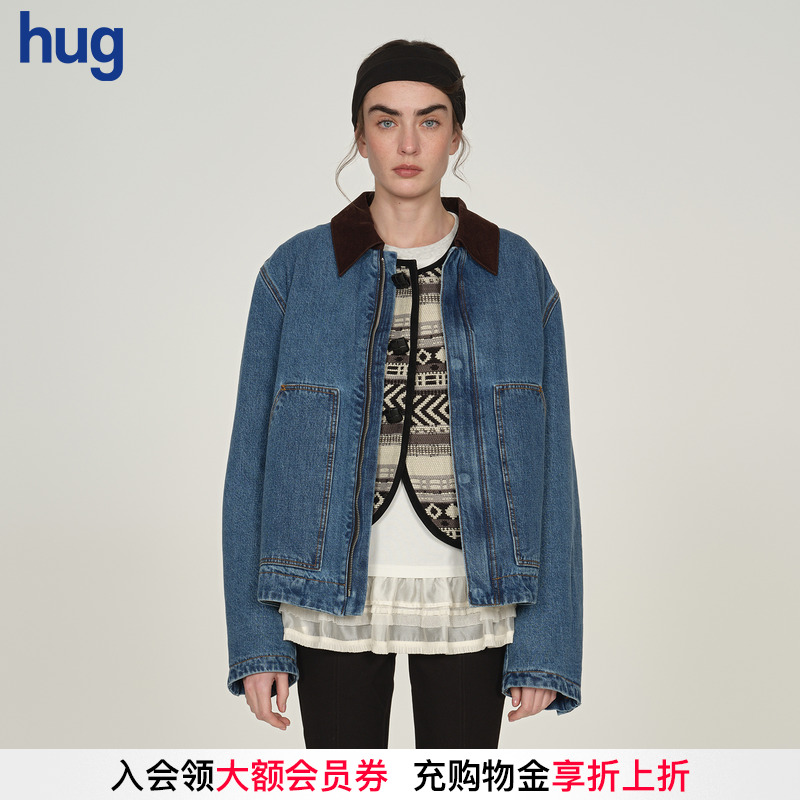 【ICE DUST】hug 2025秋冬新款拼接翻领牛仔外套icedust