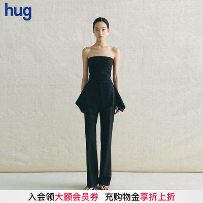 deepmoss雾黑拼接衬衫腰头长裤