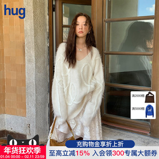 【ICE DUST】hug 2026早春新款立体麻花宽松套头毛衣icedust