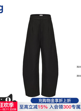 【RUOHAN】hug 2025秋冬新款长裤黑色湿感棉茧形裤