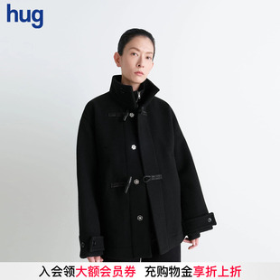 简约牛角扣束腰短款 2025秋冬新款 hug 大衣外套 LEMAIRE