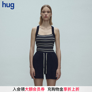2025春夏撞色條紋寬肩帶方領無袖 hug 針織吊帶 VIKTORIACHAN