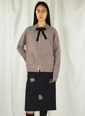 【AO YES 凹是】hug 2026早春新款盘扣长袖毛衣羊毛蝴蝶结开衫