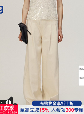 【AETNA PROJECT】hug 2025象牙白高腰直筒牛仔裤阔腿长裤