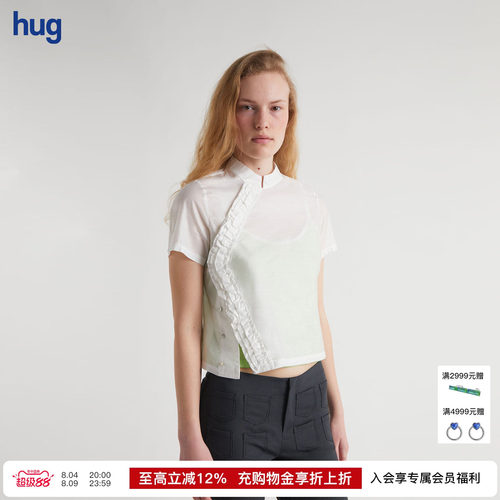 PALOMAWOOL荷叶边立领短袖上衣