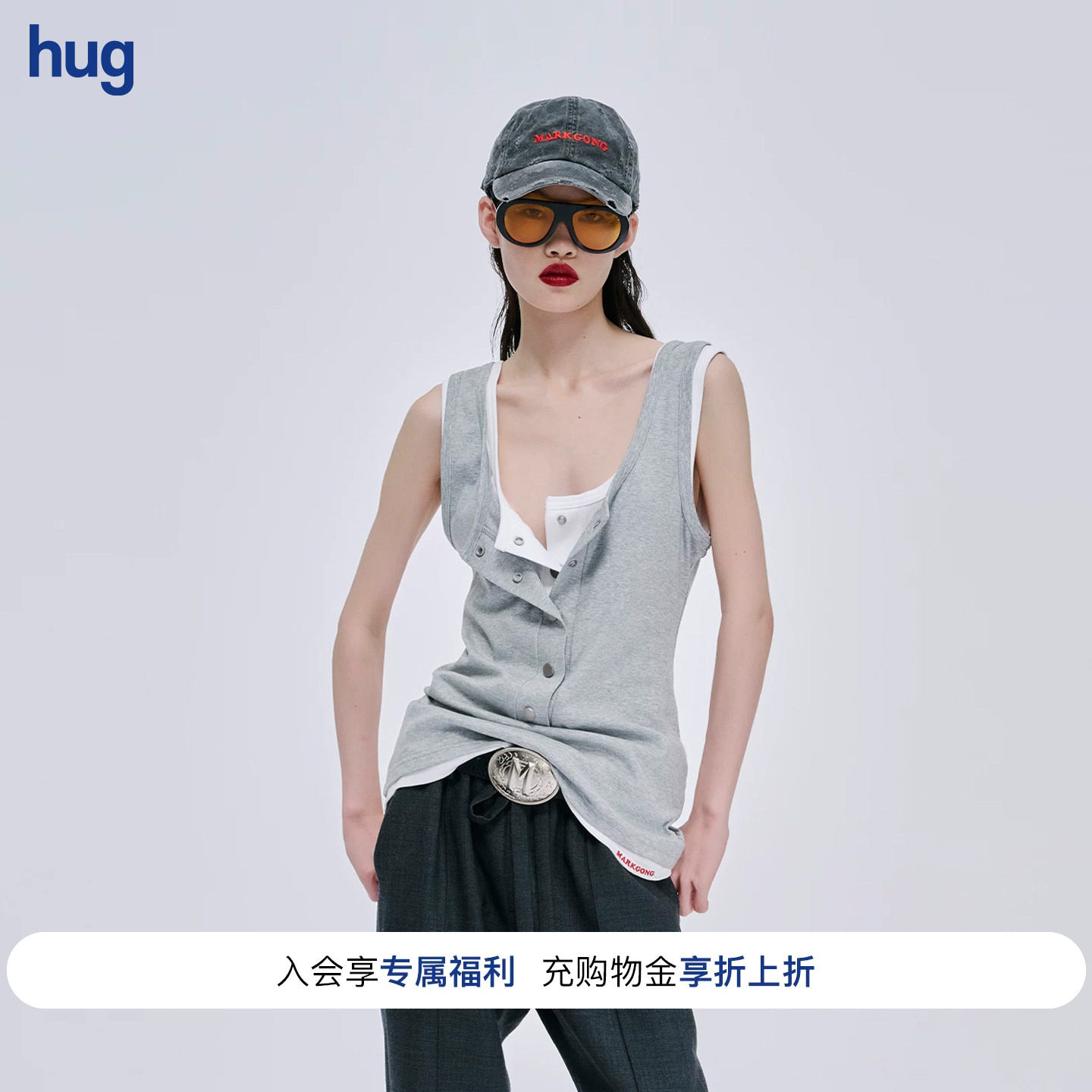MARKGONG25秋冬叠穿半开领背心图片