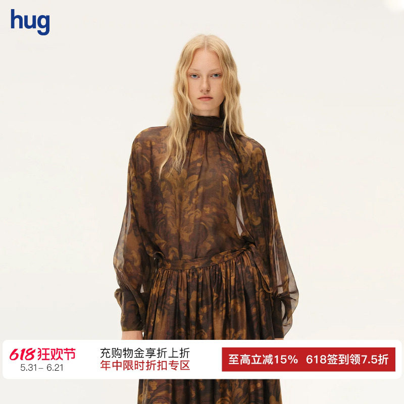 【INTO THE EAST】hug 茛苕油彩桑蚕丝飘带上衣