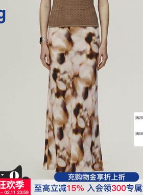 【AETNA PROJECT】hug 2025粉棕色晕染印花长半裙