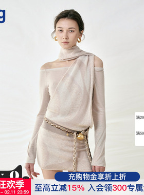 【Cello Sonata】hug 2025秋冬新款原创波纹假两件针织裙