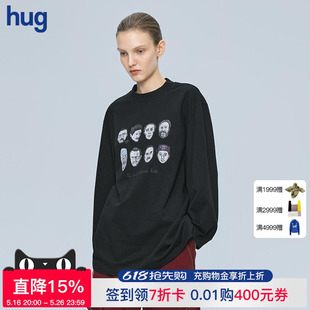 hug 冬新款 ICE 水洗人物印花衛(wèi)衣長(zhǎng)袖 T恤 DUST