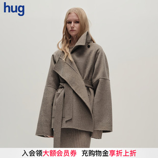 交叉中长简约短款 2025秋冬新款 hug 羊毛外套 VIKTORIACHAN