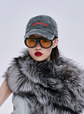 【MARKGONG】hug 2025秋冬新款时髦灰色 logo磨破牛仔棒球帽