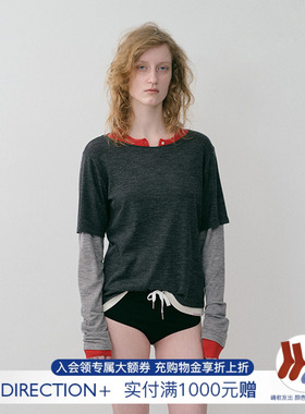 【NO DIRECTION+】hug 2025打底衫假两件绵羊毛上衣nodirection