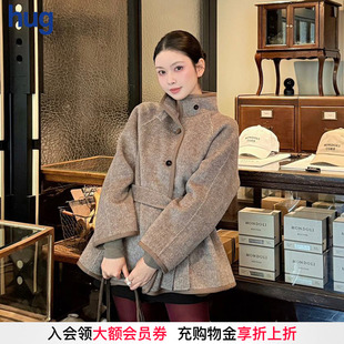 AETNA 灰褐色毛绒高领中长款 PROJECT 2025秋冬新款 外套 hug